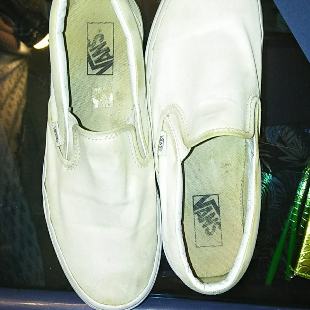 White slip on vans